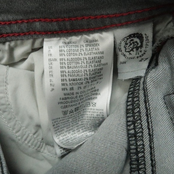 Diesel Jeans Mens 29x32 Gray Buster Slim Tapered 5‎ Pocket Faded Button Fly * - Picture 8 of 13